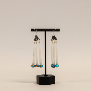 Beaded Earrings (Dentalium & Turquoise Matrix)